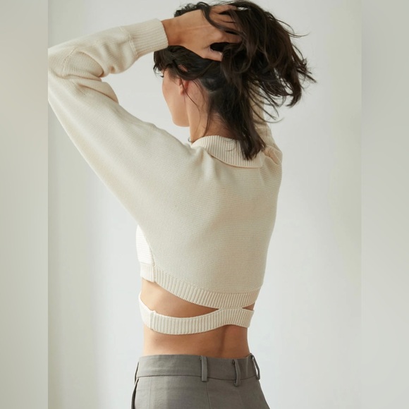 Pixie Market Cruz Beige Crop Cardigan Cream Retails $119 - Picture 8 of 8